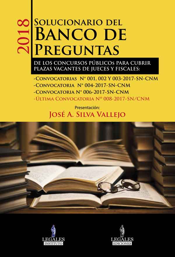 Portada SOLUCIONARIO DEL BANCO DE PREGUNTAS CONCURSO Pï¿½BLICO DE ASCENSO PARA JUECES Y FISCALES